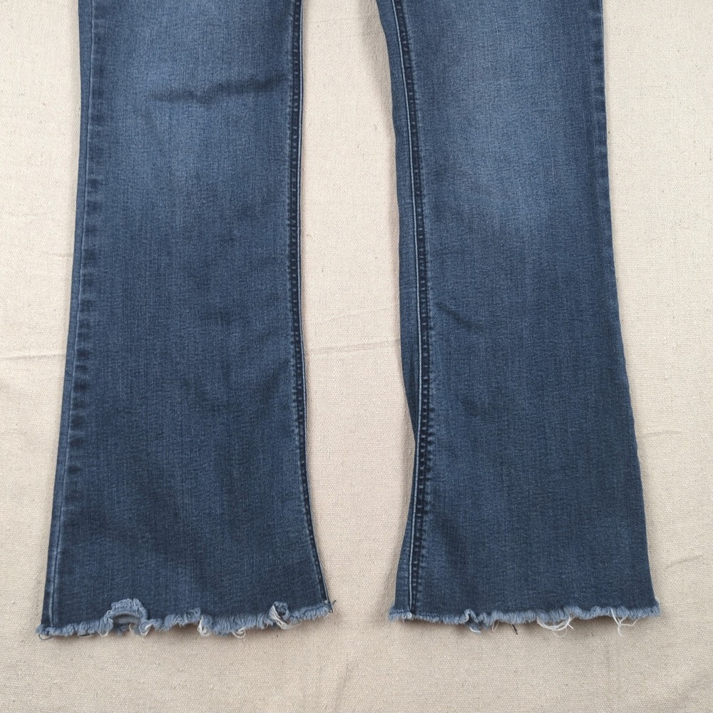 Democracy Women's Boot Cut Jeans in Dark Blue Denim with a cool frayed hem - Picture 3 of 15